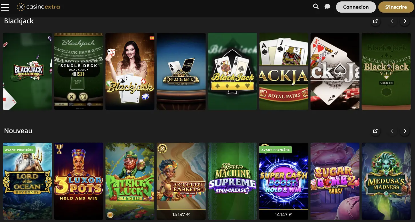 Offres de jeux casino Extra