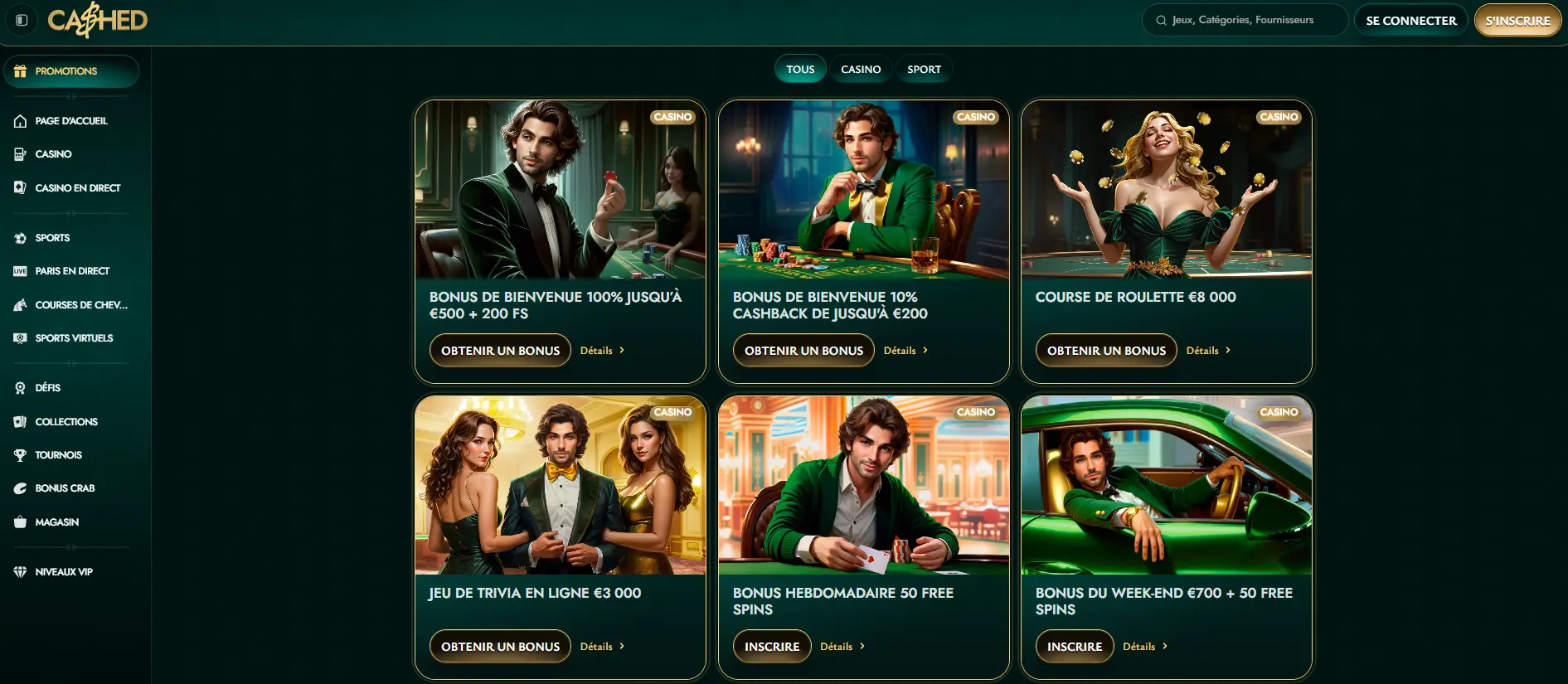 Les bonus au casino Cashed